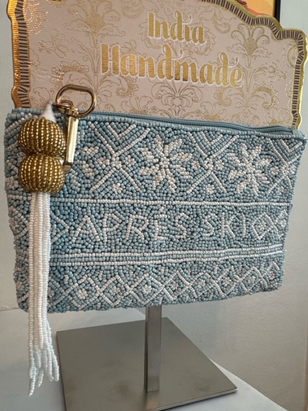 Apres Ski Beaded Clutch Zipper Pouch